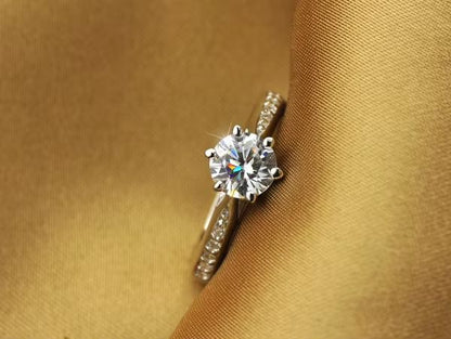 Luxury 925 Sterling Silver Six Claw Classic Ring For Women 5