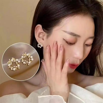 Korean Crystal Heart Hoop Earrings With 925 Silver Needle For Women 9