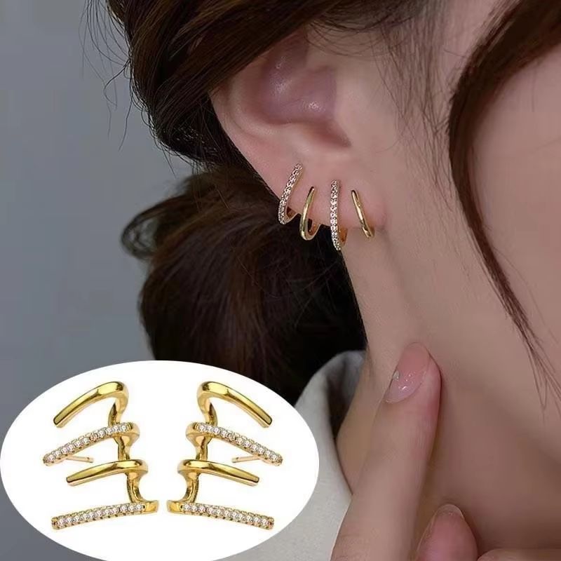 Korean Crystal Heart Hoop Earrings With 925 Silver Needle For Women 10
