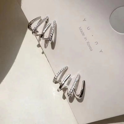 Korean Crystal Heart Hoop Earrings With 925 Silver Needle For Women 11