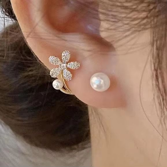 Korean Crystal Heart Hoop Earrings With 925 Silver Needle For Women 14