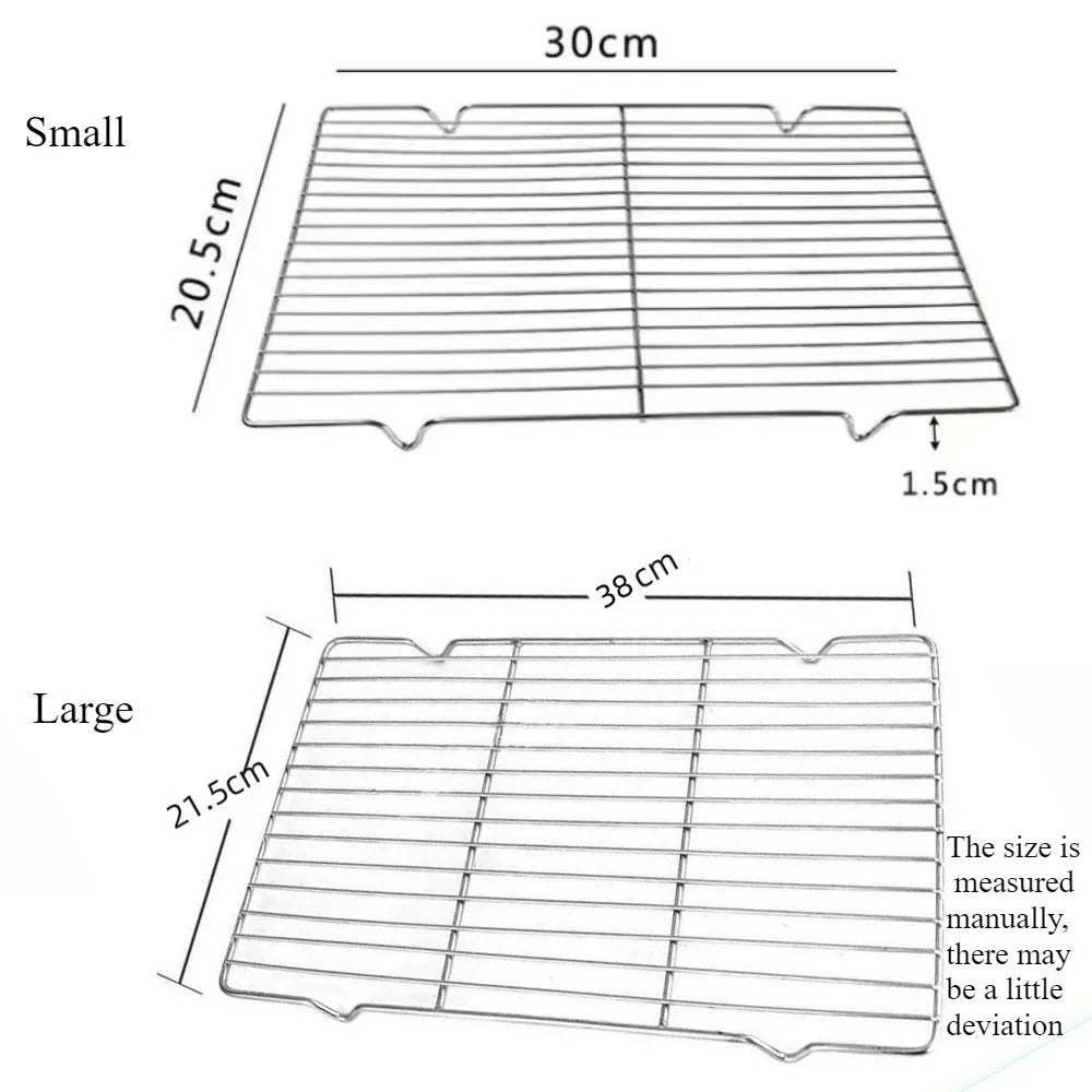 Stainless Steel Rectangular Cooling Rack Baking Tray Set BBQ Safe Small Grill Grilling Tools 4
