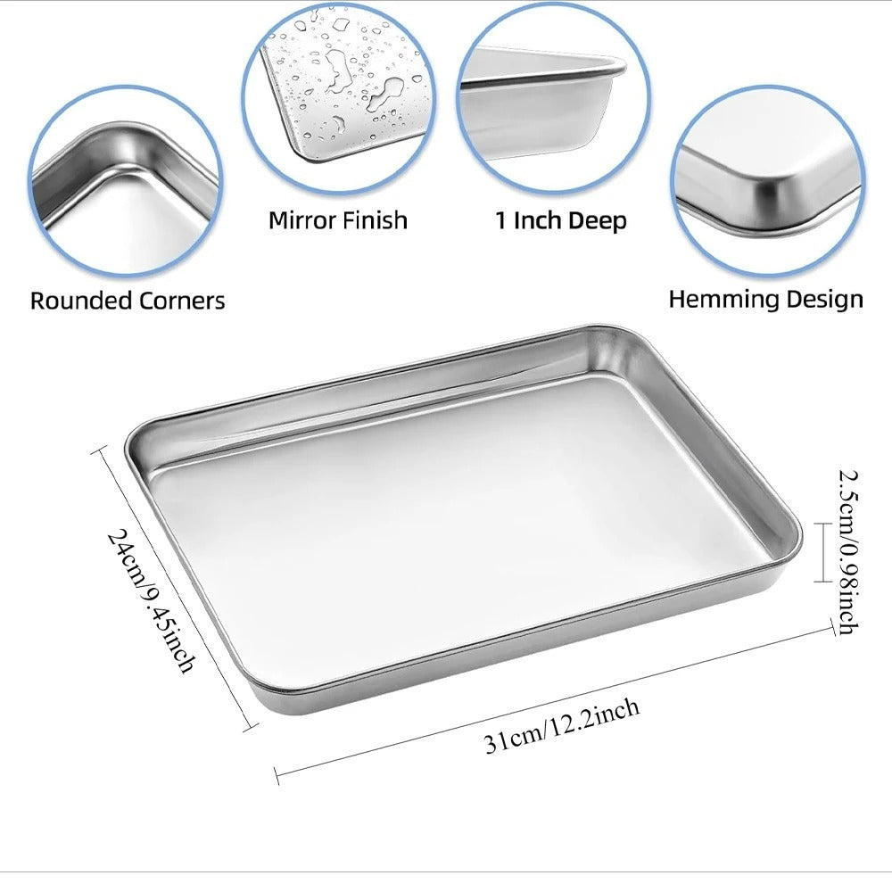 Stainless Steel Rectangular Cooling Rack Baking Tray Set BBQ Safe Small Grill Grilling Tools 5