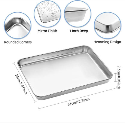 Stainless Steel Rectangular Cooling Rack Baking Tray Set BBQ Safe Small Grill Grilling Tools 5