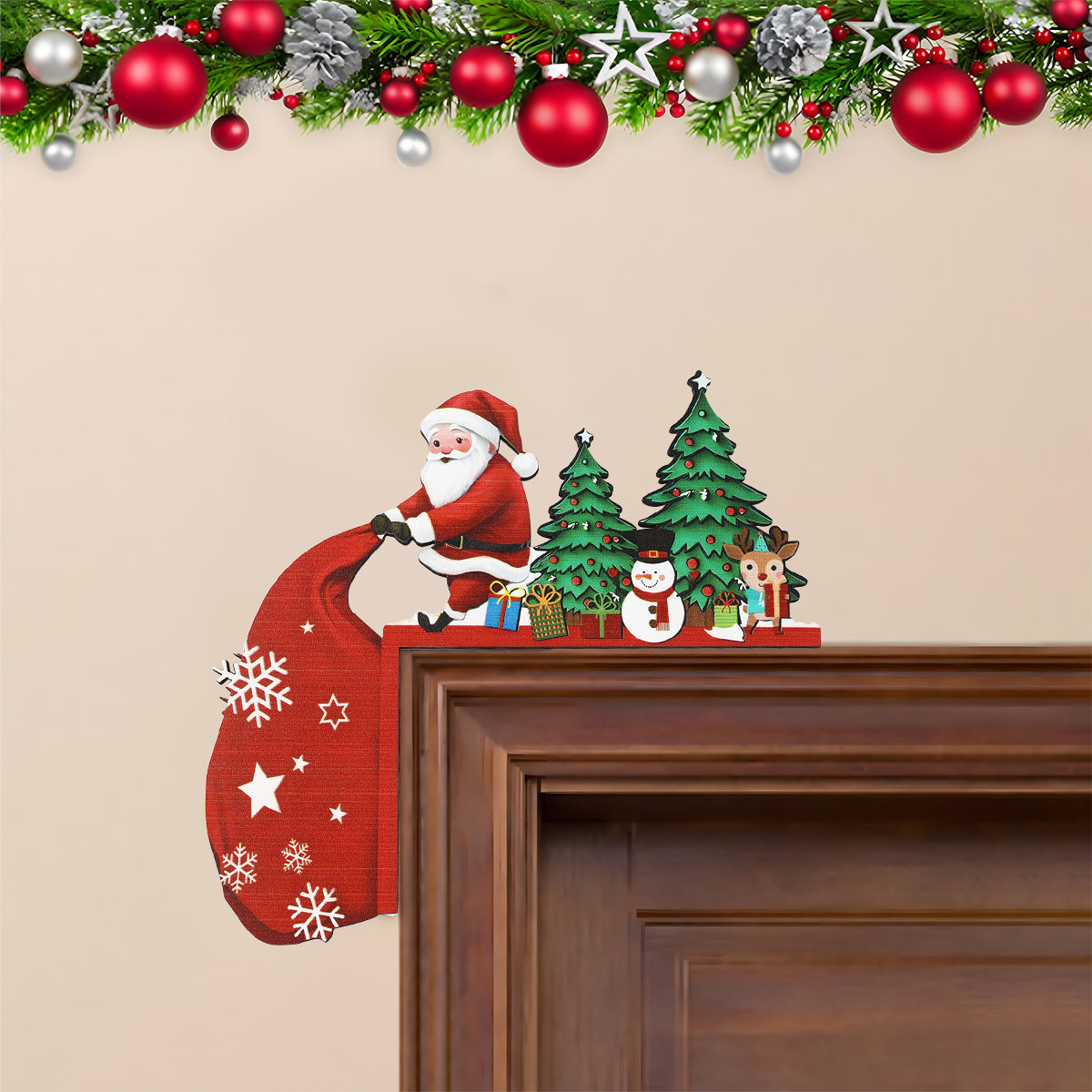 Christmas Door Frame Decoration Merry Christmas Decoration for Home 2025 Pendant Xmas Wood Ornaments Navidad Natal Gift