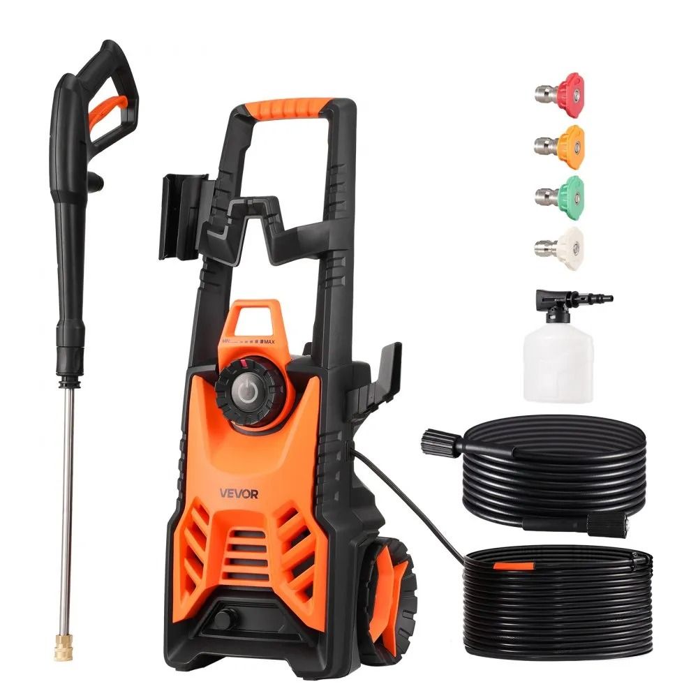 High Power Electric Pressure Washer, Adjustable Pressure, Quick Connect Nozzles, Ideal for Cars, Fences, Patios