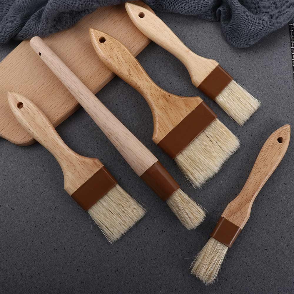 Kitchen Cooking Brushes, Wooden Handle Bristle Brushes, Flat Pastry Baking Brush, Barbecue Oil Brush