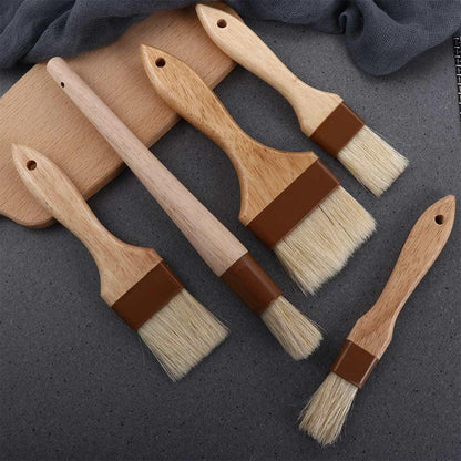 Kitchen Cooking Brushes, Wooden Handle Bristle Brushes, Flat Pastry Baking Brush, Barbecue Oil Brush