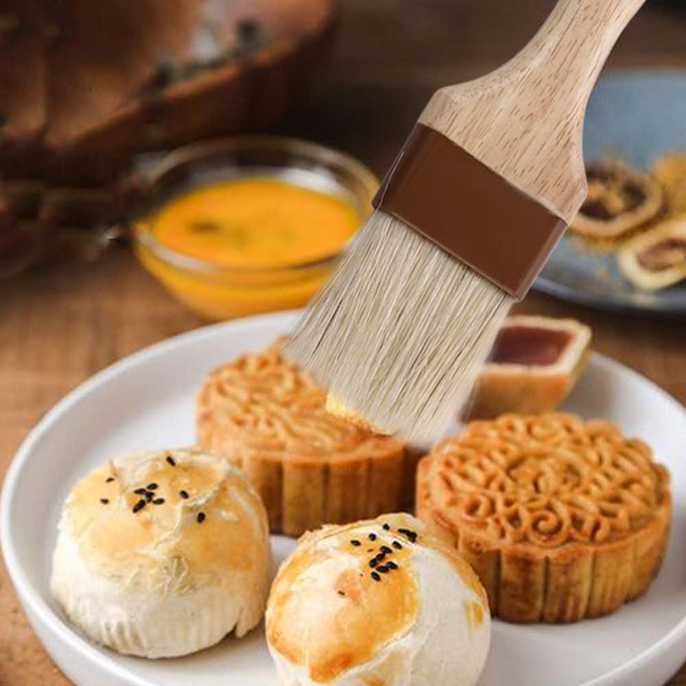 Kitchen Cooking Brushes Wooden Handle Bristle Brushes Flat Pastry Baking Brush Barbecue Oil Brush 1