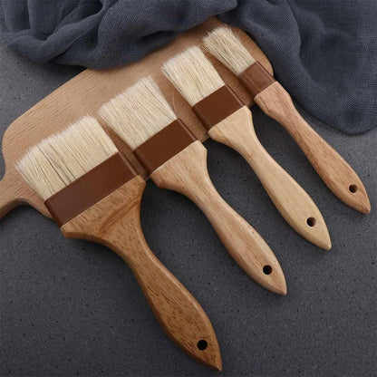 Kitchen Cooking Brushes Wooden Handle Bristle Brushes Flat Pastry Baking Brush Barbecue Oil Brush 2