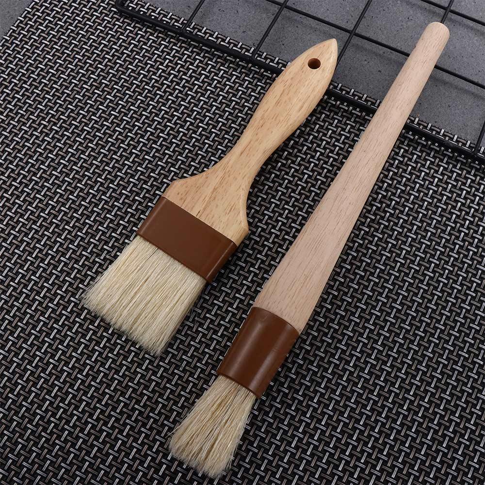 Kitchen Cooking Brushes Wooden Handle Bristle Brushes Flat Pastry Baking Brush Barbecue Oil Brush 4
