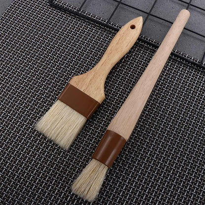 Kitchen Cooking Brushes Wooden Handle Bristle Brushes Flat Pastry Baking Brush Barbecue Oil Brush 4