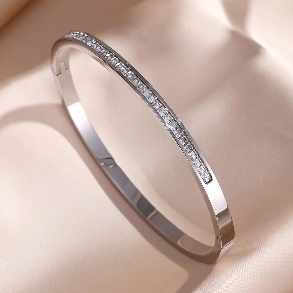 ZAKOL Sparkling Zirconia Stainless Steel Bracelet Set For Women Stackable Bangles 9