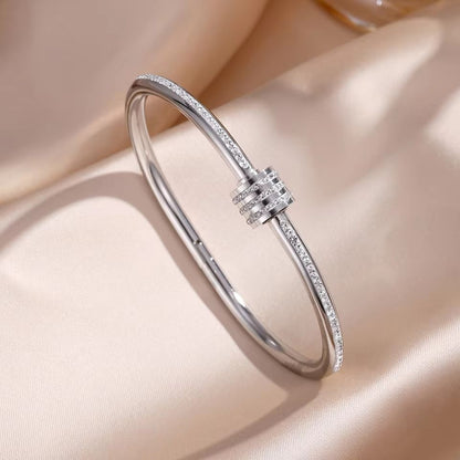 ZAKOL Sparkling Zirconia Stainless Steel Bracelet Set For Women Stackable Bangles 12