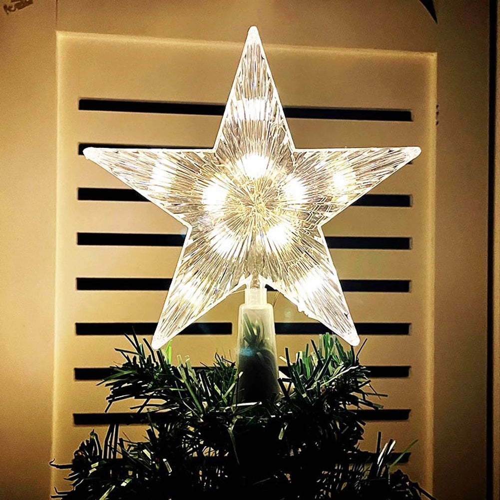 LED Glowing Star Lamp 15cm Christmas Tree Top Star Light Home Tree Decoration Navidad Noel Party Su 2