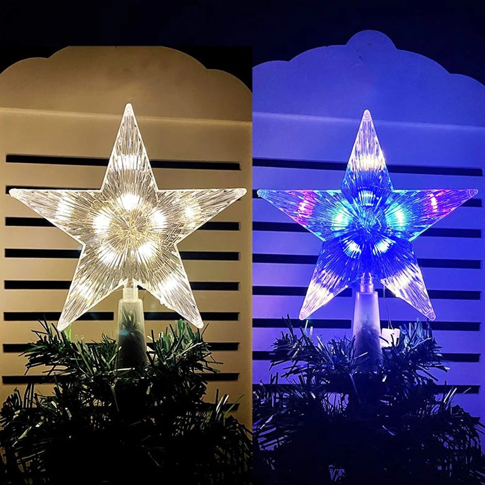 LED Glowing Star Lamp 15cm Christmas Tree Top Star Light Home Tree Decoration Navidad Noel Party Su 4