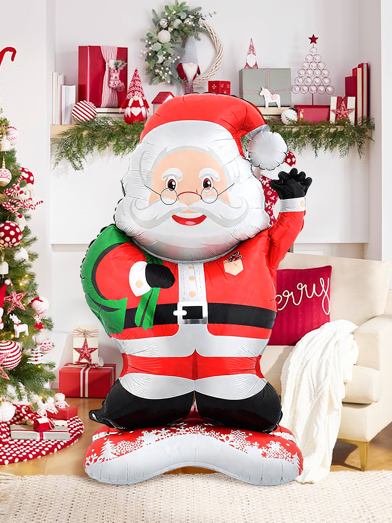 Christmas Decoration Standing Santa Claus Foil Balloon New Year Party Family Decor Santa Gift Theme 1