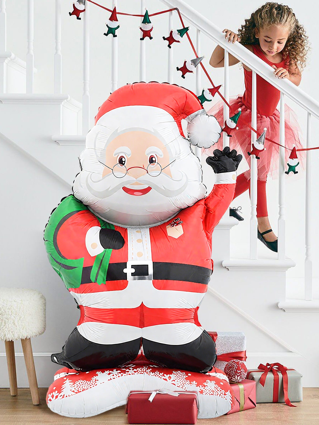 Christmas Decoration Standing Santa Claus Foil Balloon New Year Party Family Decor Santa Gift Theme 3