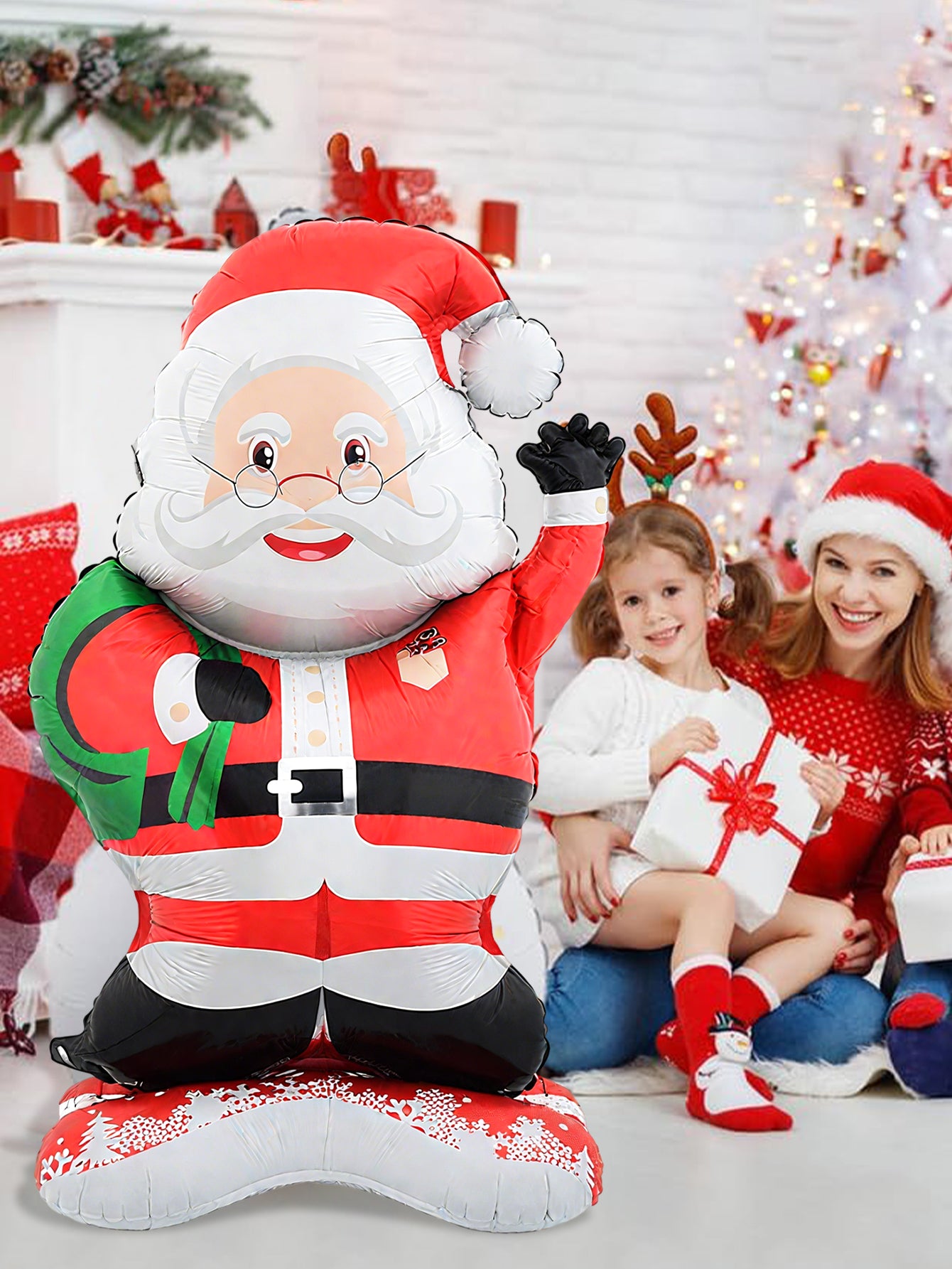 Christmas Decoration Standing Santa Claus Foil Balloon New Year Party Family Decor Santa Gift Theme 4