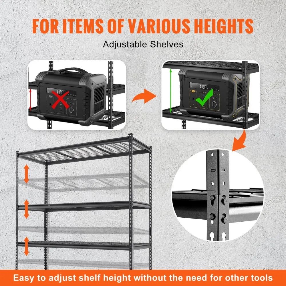 Storage Shelving Unit Tier Adjustable Metal Rack Heavy Duty Garage Shelves High Lbs Capacity Organi 5