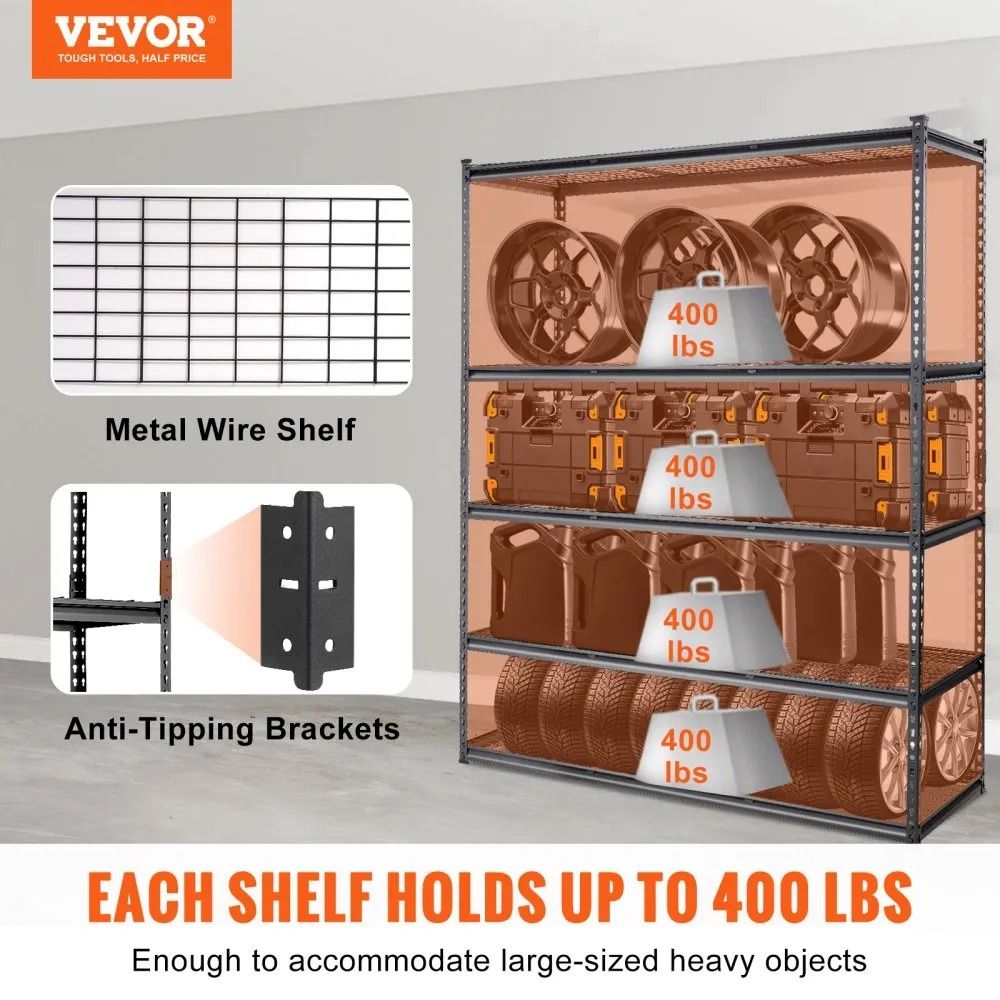 Storage Shelving Unit Tier Adjustable Metal Rack Heavy Duty Garage Shelves High Lbs Capacity Organi 1