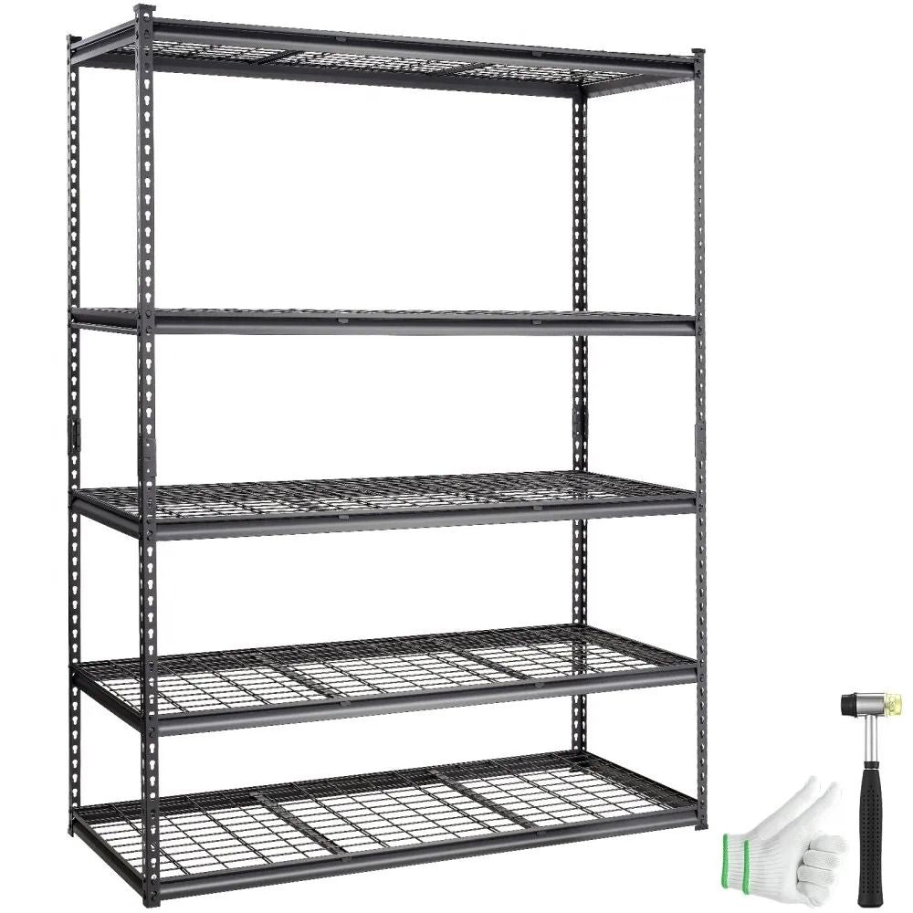 Storage Shelving Unit, Tier Adjustable Metal Rack, Heavy Duty Garage Shelves, High lbs Capacity Organizer Black Wire