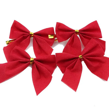Red Gold Mini Xmas Tree Bowknot, Christmas Bow, Wedding Decor, Home Decoration, Navidad New Year Party DIY Gift