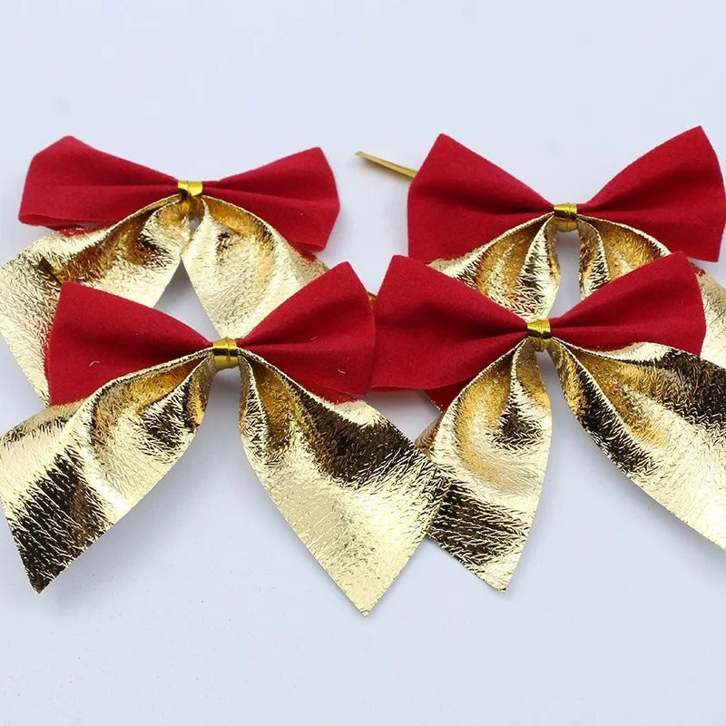 Red Gold Mini Xmas Tree Bowknot, Christmas Bow, Wedding Decor, Home Decoration, Navidad New Year Party DIY Gift