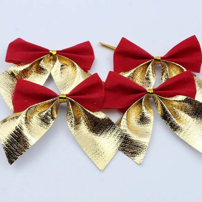 Red Gold Mini Xmas Tree Bowknot, Christmas Bow, Wedding Decor, Home Decoration, Navidad New Year Party DIY Gift