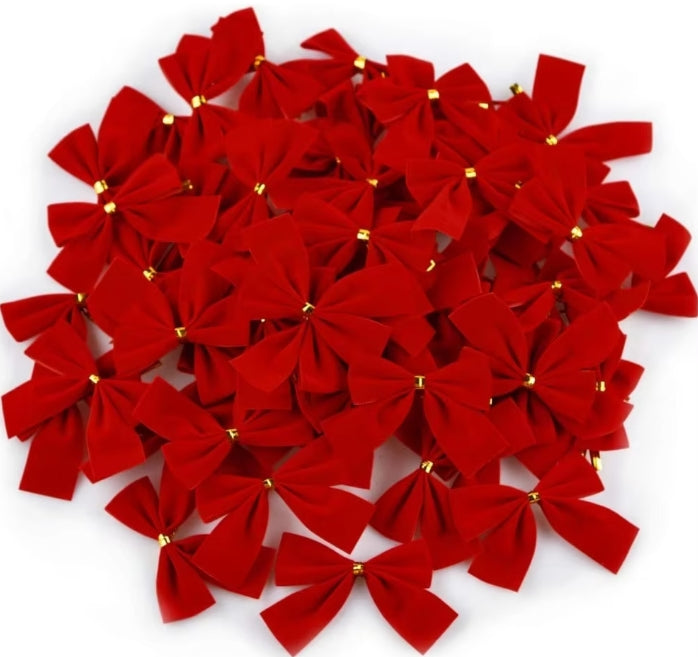 Red Gold Mini Xmas Tree Bowknot, Christmas Bow, Wedding Decor, Home Decoration, Navidad New Year Party DIY Gift