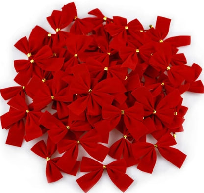 Red Gold Mini Xmas Tree Bowknot, Christmas Bow, Wedding Decor, Home Decoration, Navidad New Year Party DIY Gift