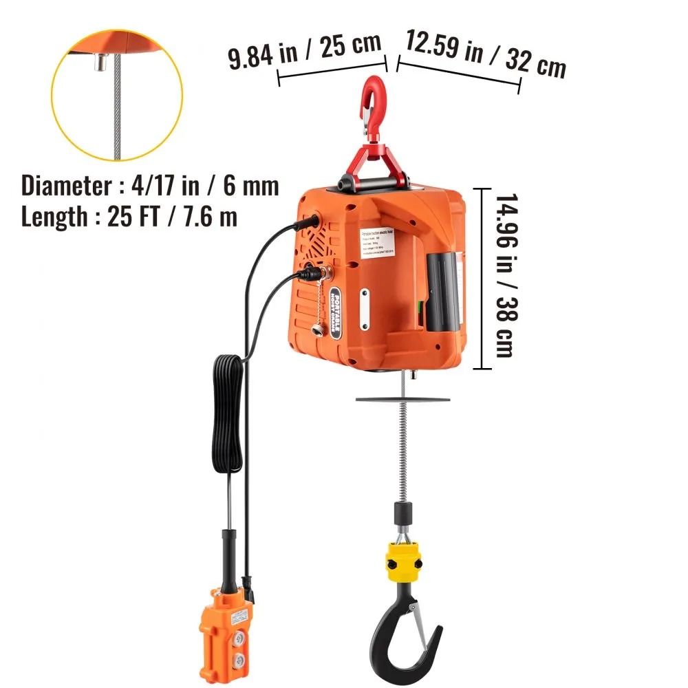 Electric Hoist Winch Portable Power Winch High Lift Height Crane With Wireless Wired Manual Remote  8