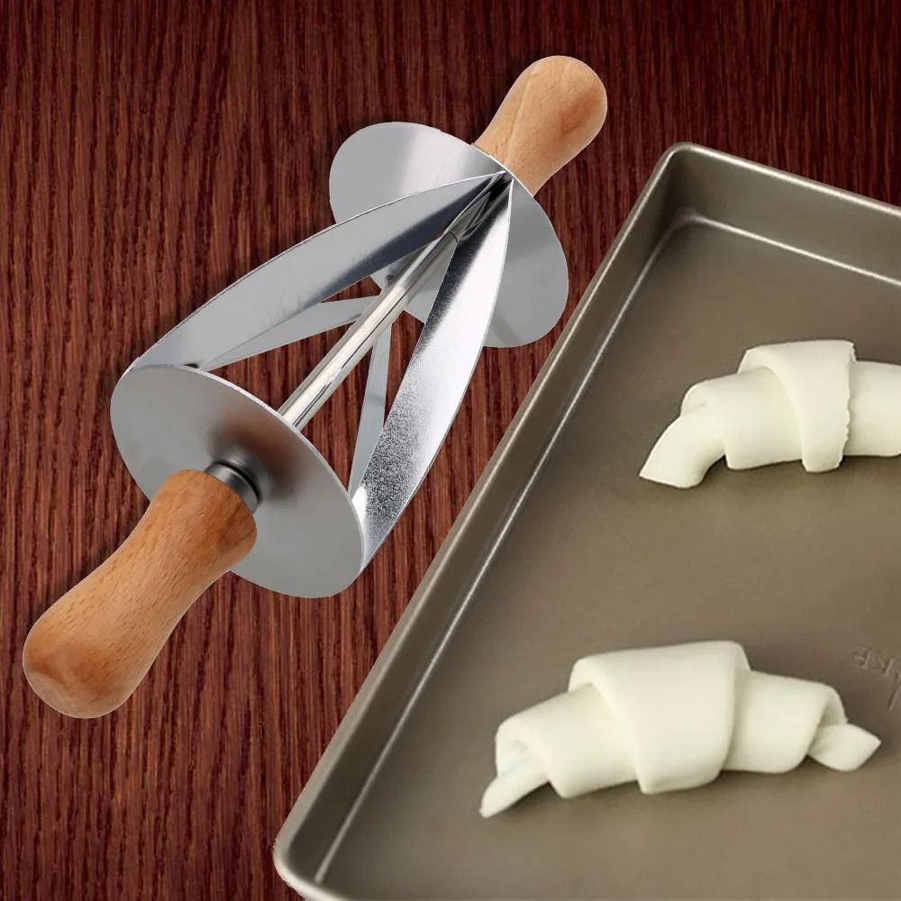 Stainless Steel Rolling Croissant Cutter Dough Pastry Baking Tool