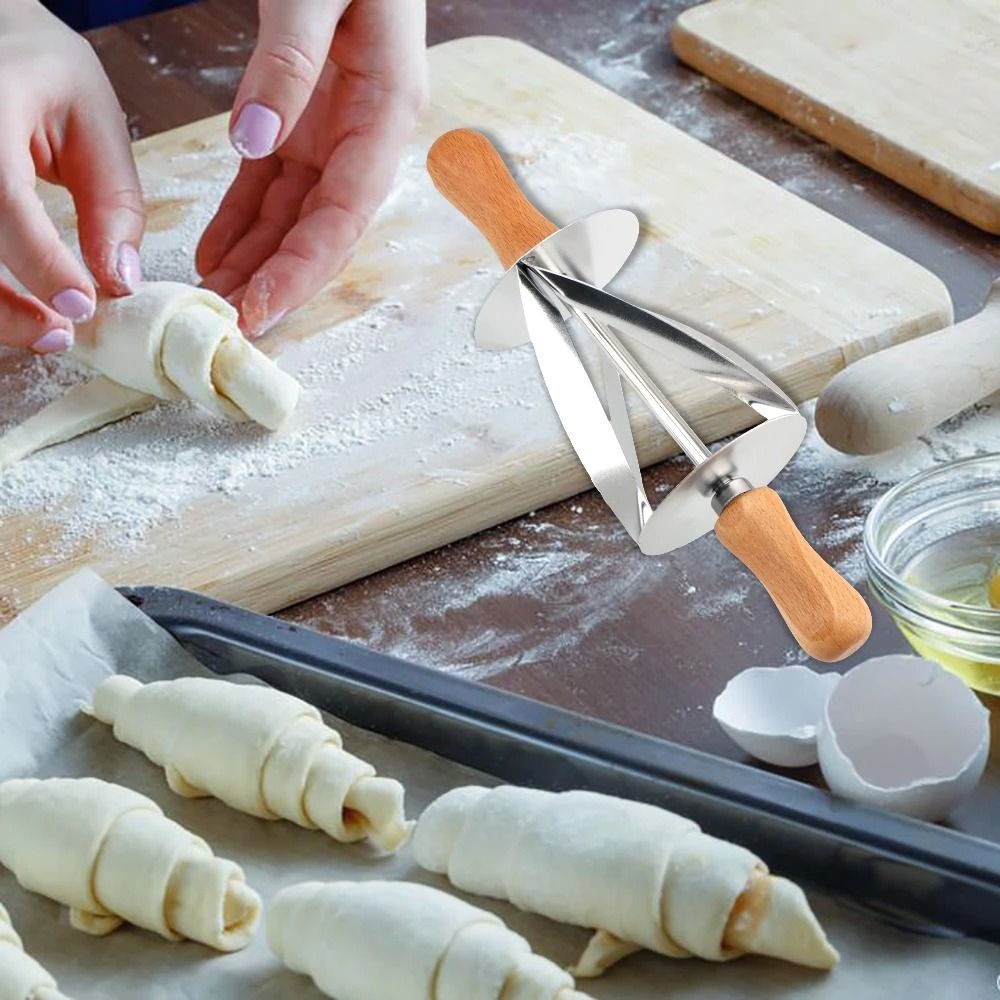 Stainless Steel Rolling Croissant Cutter Dough Pastry Baking Tool 4