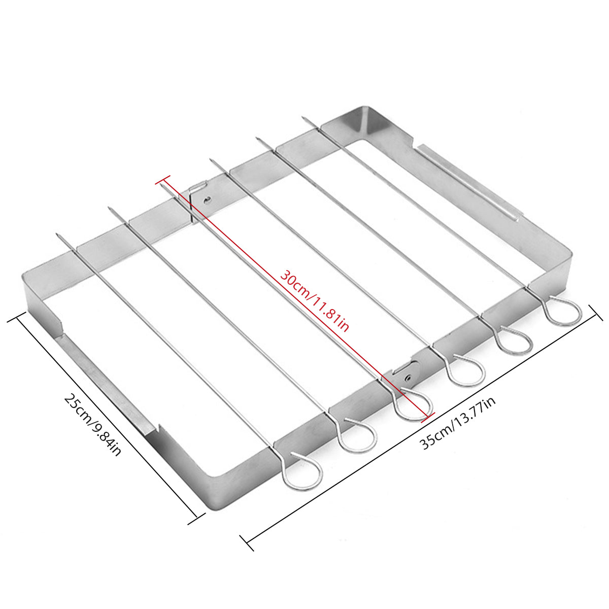 BBQ Skewer Rack Stainless Steel, Foldable Rotating Grill Rack, Metal BBQ Skewers for Shish Kebab, Rotisserie Style
