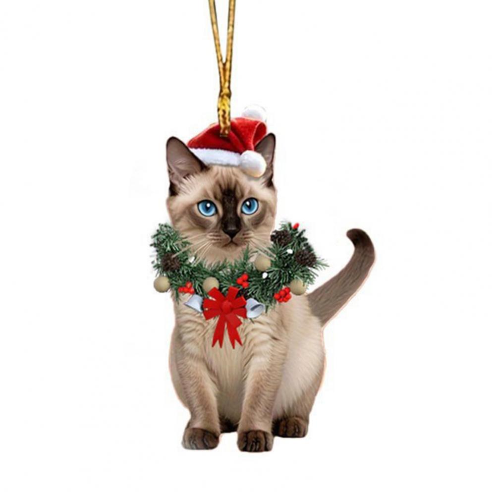 Pendant Christmas Cat Ornaments, Christmas Car Home Decoration, Acrylic Cat Decorations for Christmas Garlands