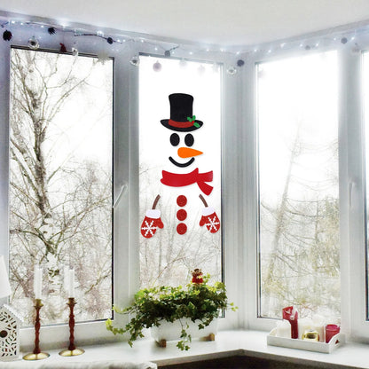 Felt Cloth Christmas Door Stickers, Santa Claus Snowman Elk Window Decoration, Holiday Home Wall Decals