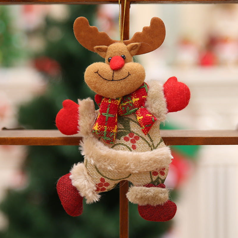 Merry Christmas Plush Doll Ornaments Santa Claus Snowman Elk Pendant Xmas Tree Hanging Decorations  3