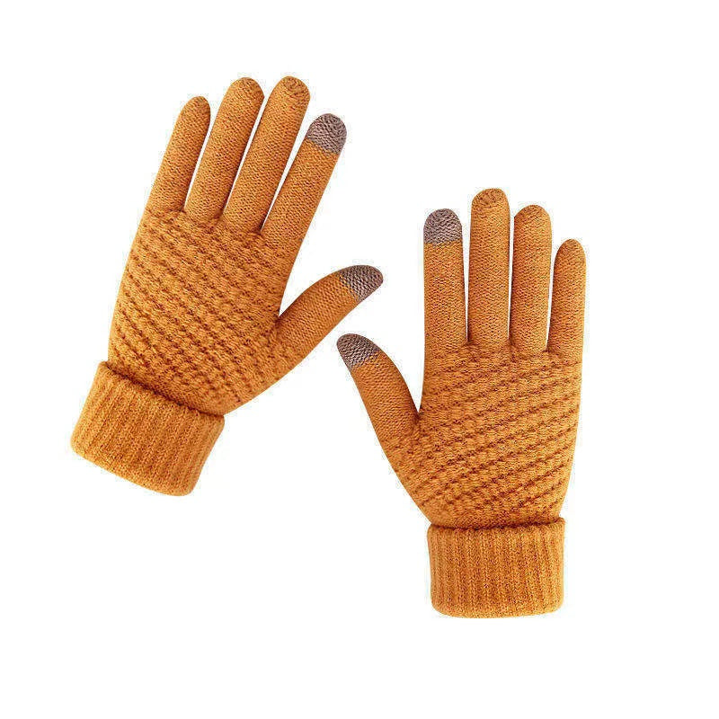 Touch Screen Gloves Warm Winter Women Men Full Finger Outdoor Cycling Classical Knit Mittens Wool D 7