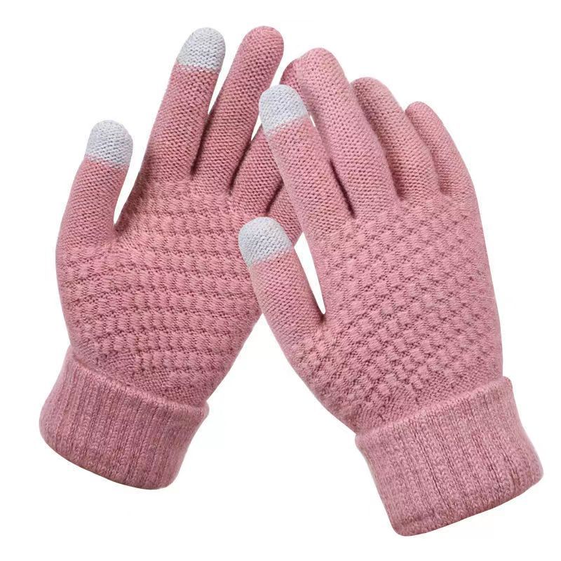 Touch Screen Gloves Warm Winter Women Men Full Finger Outdoor Cycling Classical Knit Mittens Wool D 9