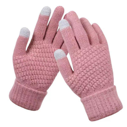 Touch Screen Gloves Warm Winter Women Men Full Finger Outdoor Cycling Classical Knit Mittens Wool D 9