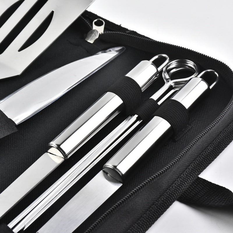 Stainless Steel Barbecue Set, Outdoor Grill Baking Tools, Portable Cloth Bag Oven Combination Tools