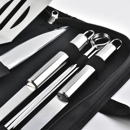 Stainless Steel Barbecue Set, Outdoor Grill Baking Tools, Portable Cloth Bag Oven Combination Tools