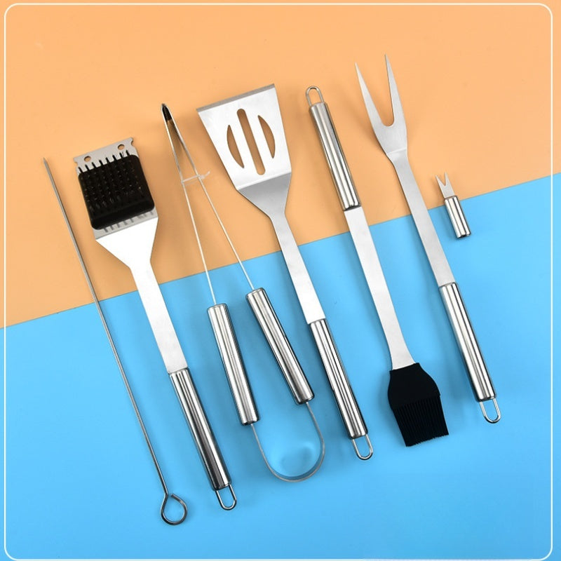 Stainless Steel Barbecue Set, Outdoor Grill Baking Tools, Portable Cloth Bag Oven Combination Tools