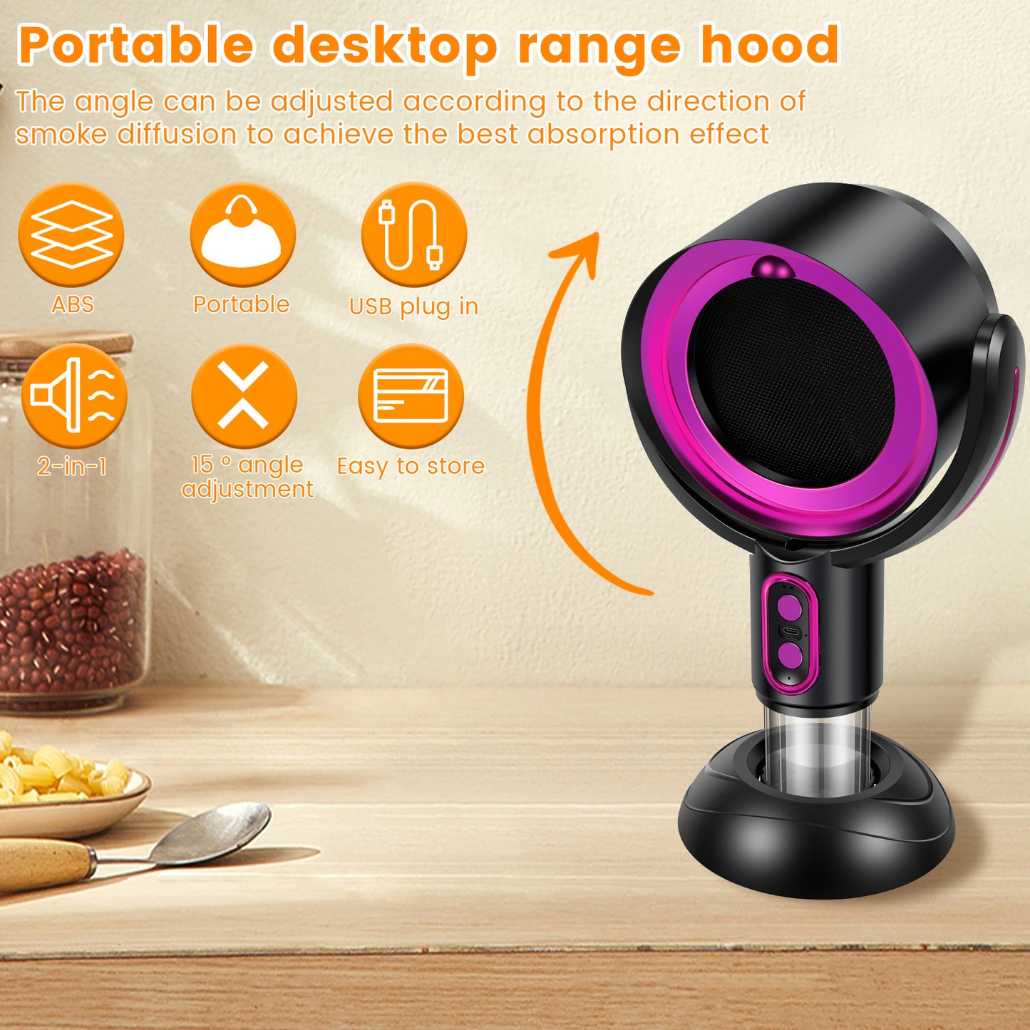 New Desktop Range Hood Portable BBQ Extractor Adjustable Exhaust Fan Indoor Hot Pot Mini Extractor  1
