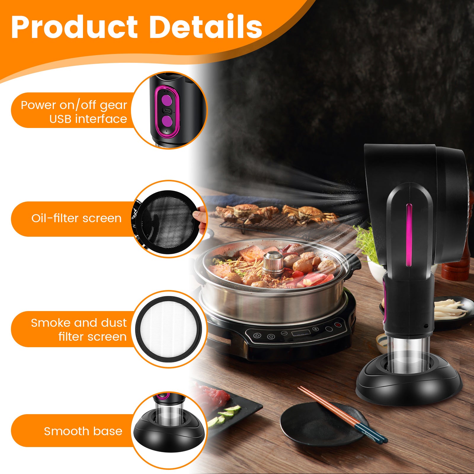 New Desktop Range Hood Portable BBQ Extractor Adjustable Exhaust Fan Indoor Hot Pot Mini Extractor  2