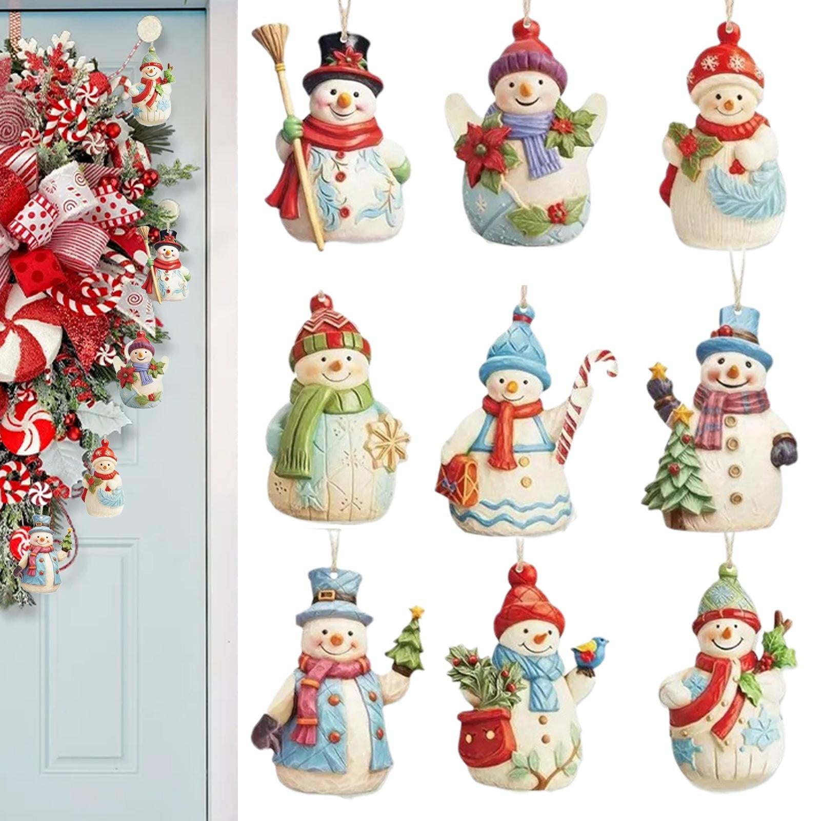 Wood Crafts Snowman Ornament, Decorative Hangable Ornaments, Christmas Tree Pendant for Holiday Home