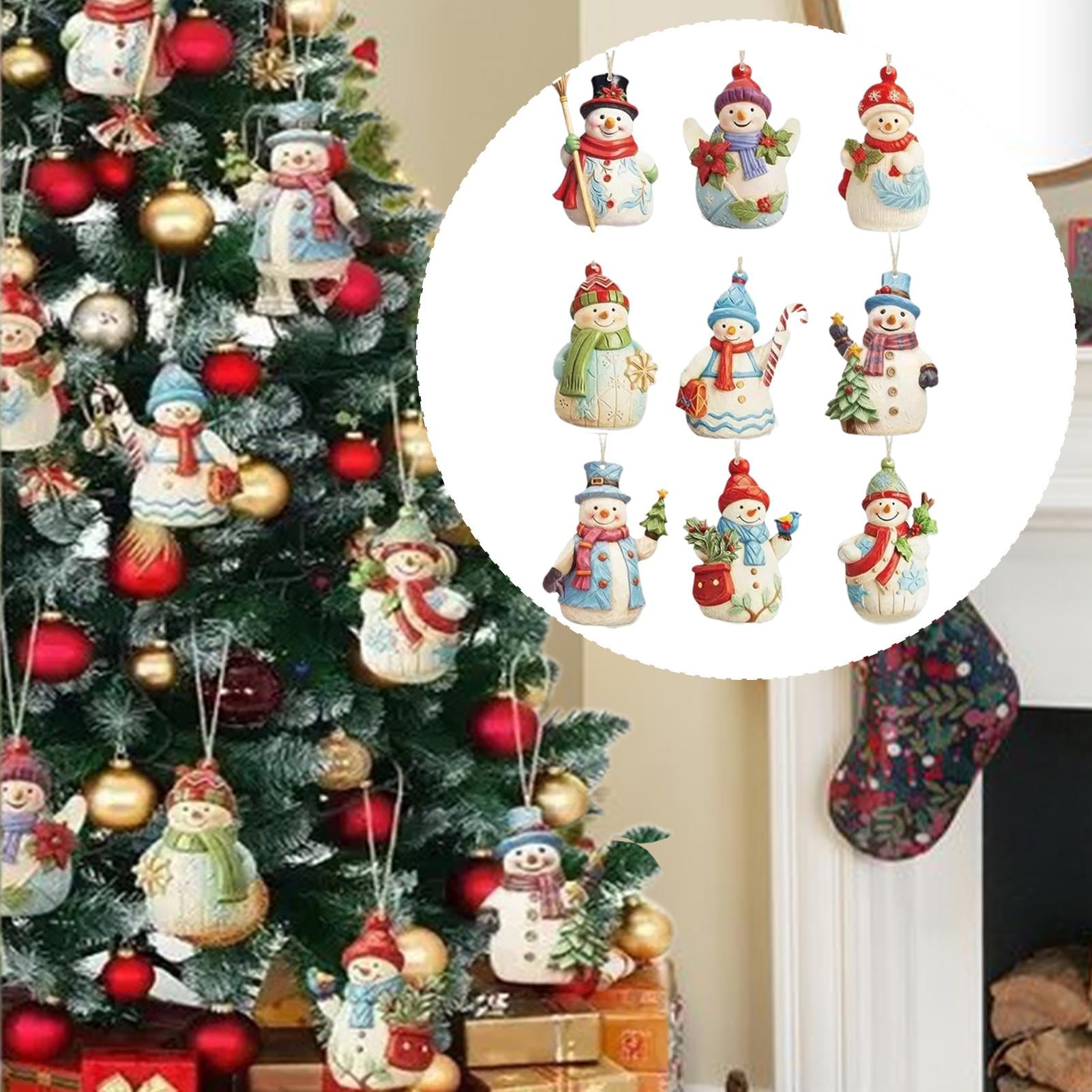 Wood Crafts Snowman Ornament, Decorative Hangable Ornaments, Christmas Tree Pendant for Holiday Home