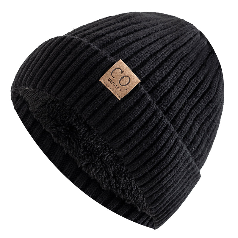 Fur Lined Winter Hat New Unisex TwoTone Beanie Fashion Warm Knitted Cap Men And Women Casual Winter 9
