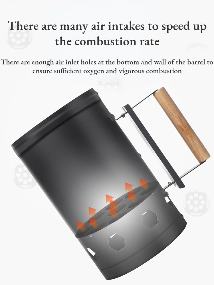 Portable Charcoal Bucket, Outdoor Barbecue Stove, Stainless Steel Igniter, Charcoal Igniting Barrel, Rugged Convenient